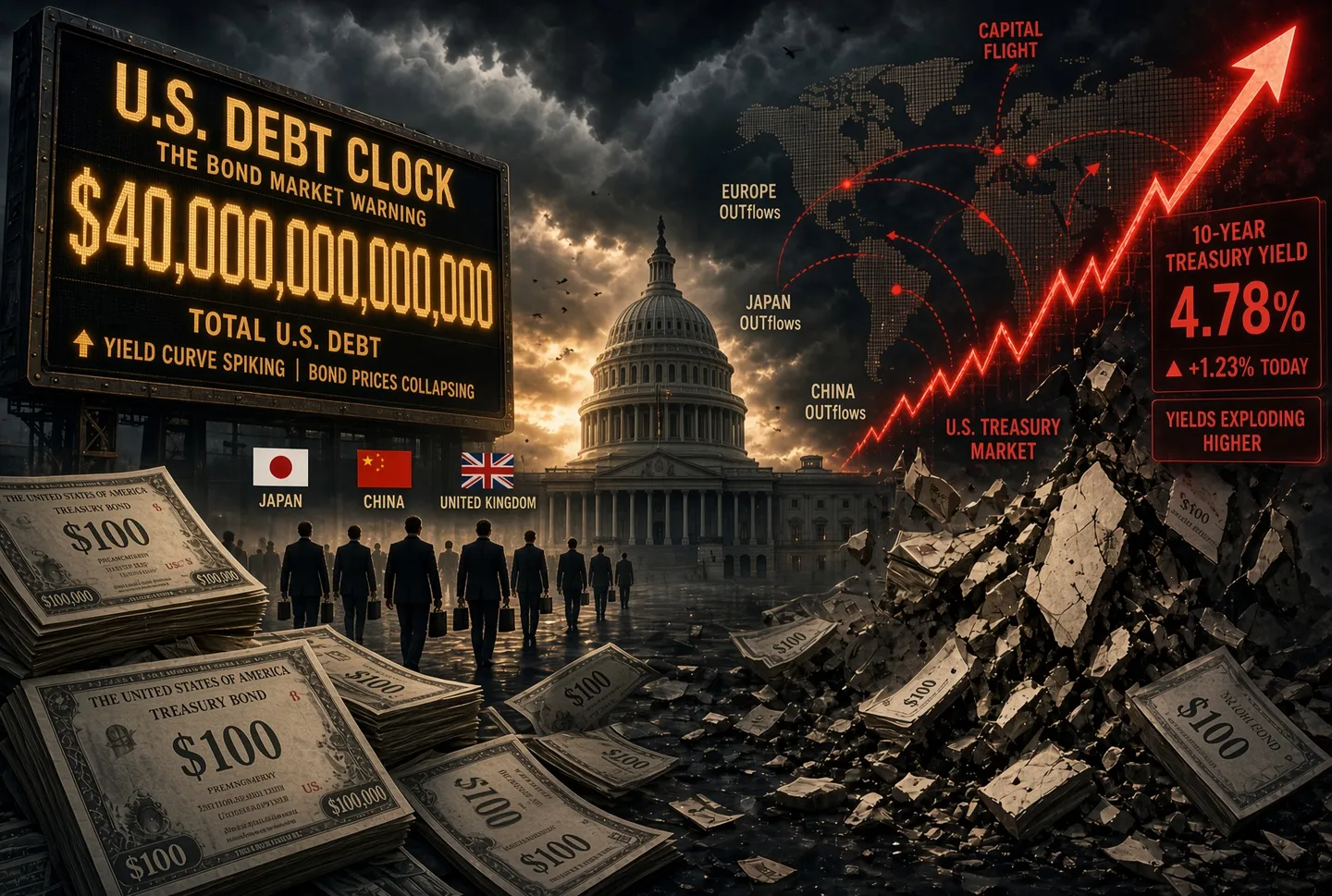 Global Investors Retreat as US Debt Surpasses $40 Trillion Milestone