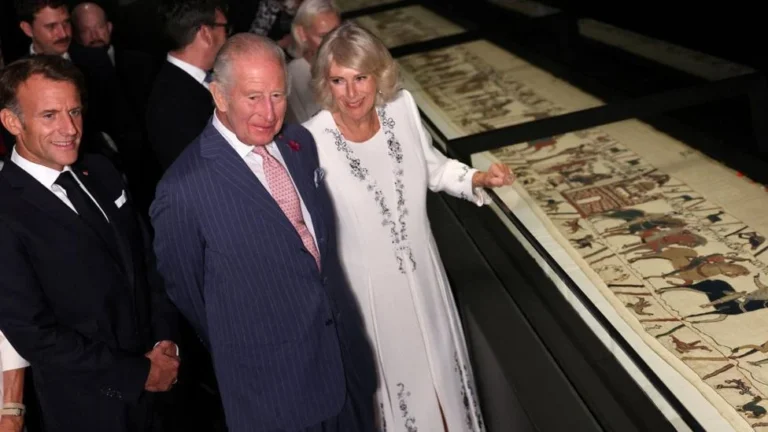 King Charles and President Macron View Historic Bayeux Tapestry at British Museum