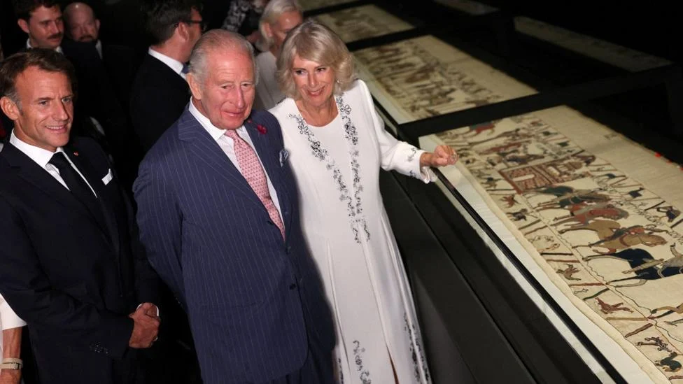 King Charles and President Macron View Historic Bayeux Tapestry at British Museum
